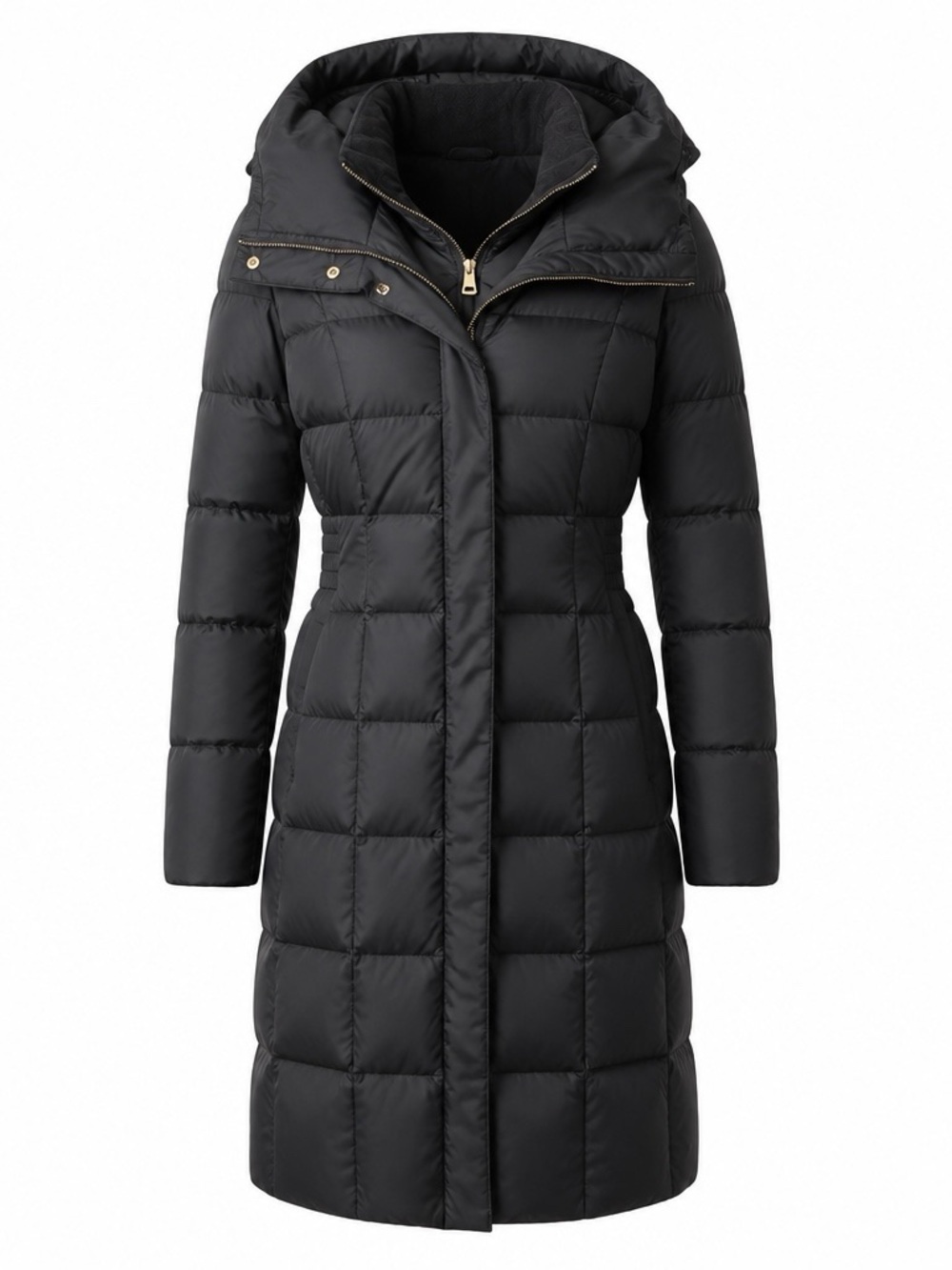 Cole Haan Signature Women’s Black Block Quilted Down Hooded Coat Large Winter